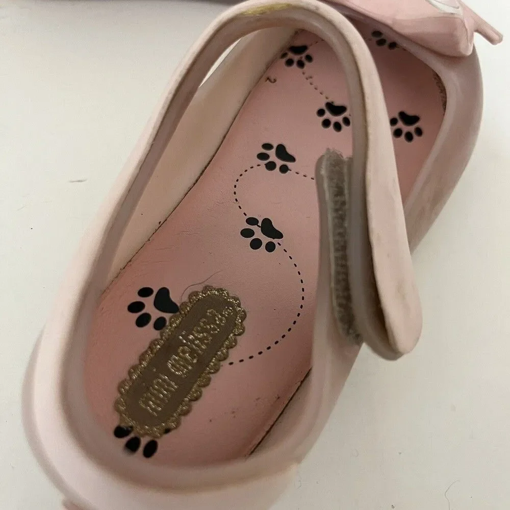 Mini Melissa Ultragirl II Pink Cat Mary Jane Flats Shoes Toddler Girls Size 8
